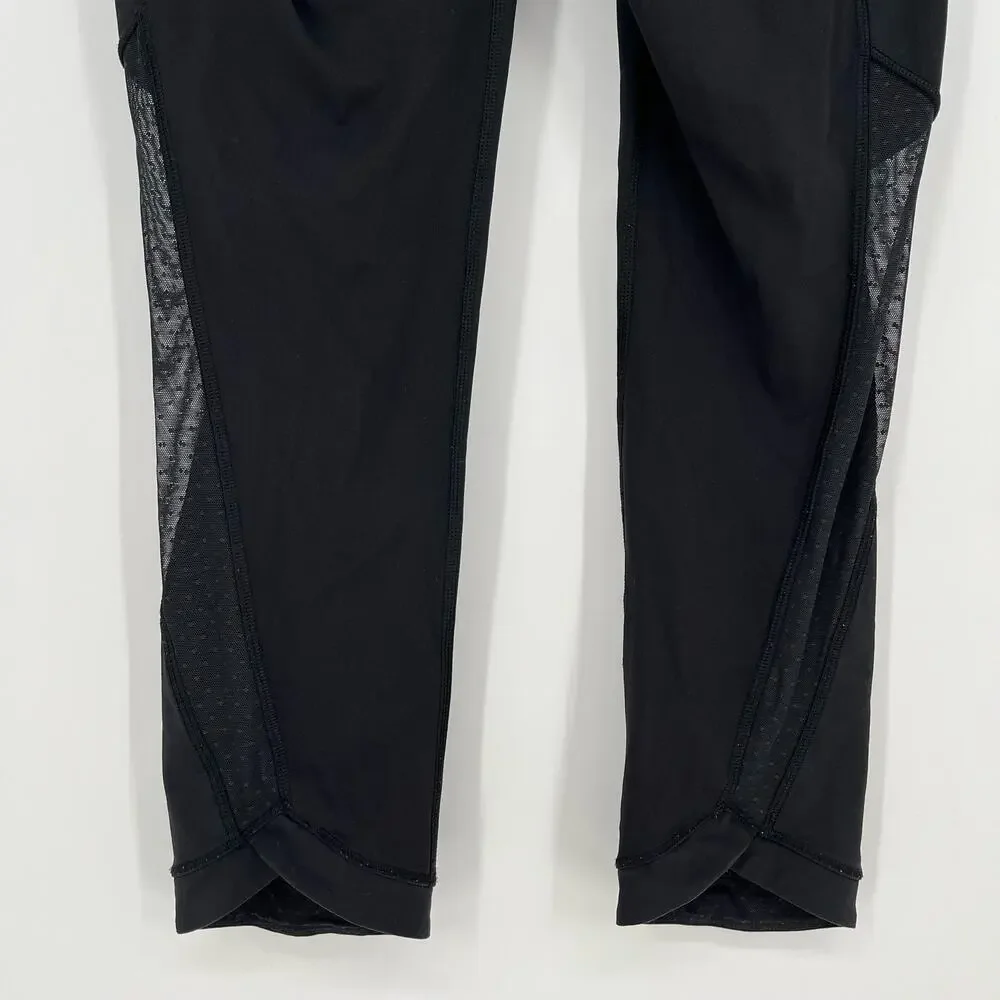 Lululemon Sole Training Crop Leggings Black Mesh Capri Size 6